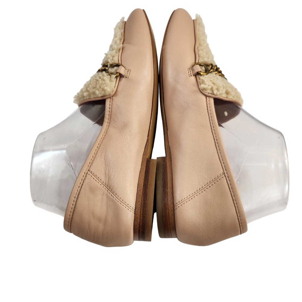 COACH Helena Beige‎ Shearling Chain Detail Loafers Womens  Luxury Flats Size 7 - Picture 9 of 10